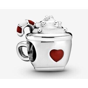Pandora Christmas Cocoa and Candy Cane Charm Sterling Silver & Enamel